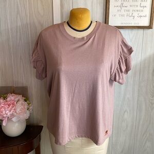 Mauve color ruffle short sleeve shirt